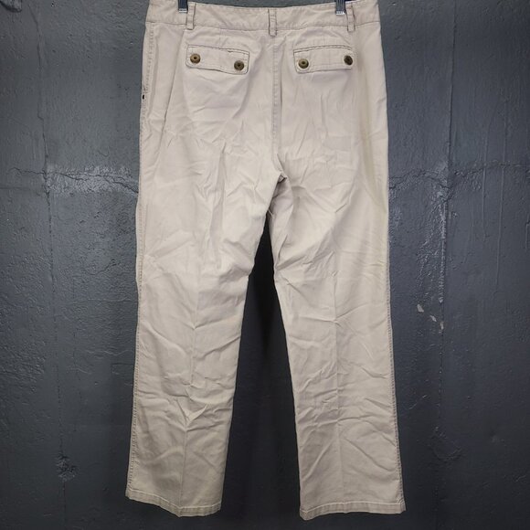 Charter Club Katherine Fit Pants Women 14 Petite Khaki Trousers Full Length Snap - Picture 5 of 8